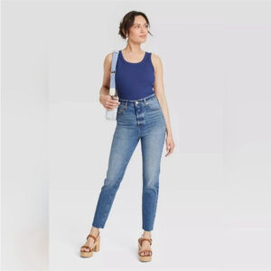 Universal Standard Light Wash Button Fly High Rise 90s Slim Denim Sz 17